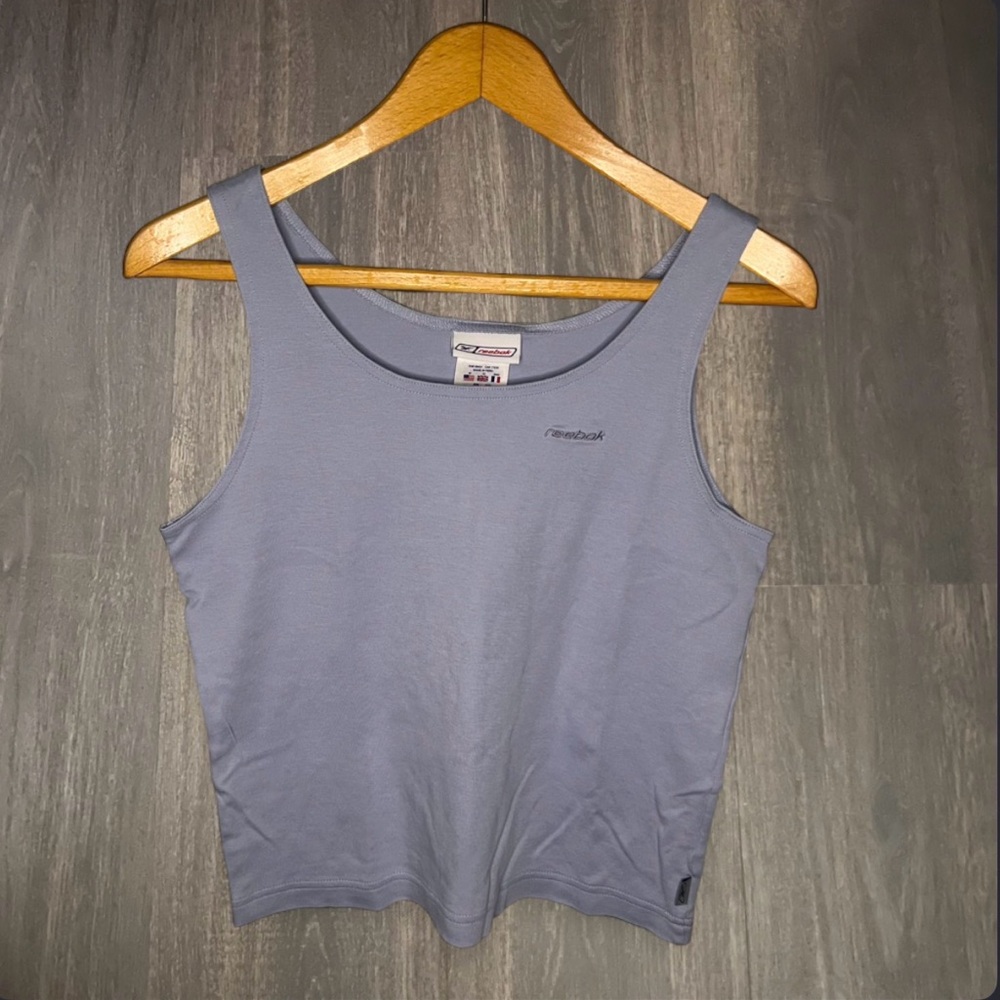 💜 Reebok Cropped‎ Tank Top Size Medium Cotton Minimal 💜